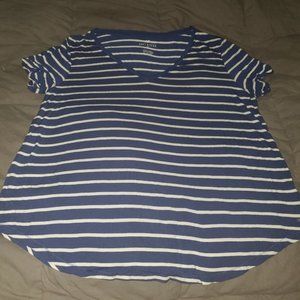 American eagle soft and sexy short sleeve blue and white striped tee